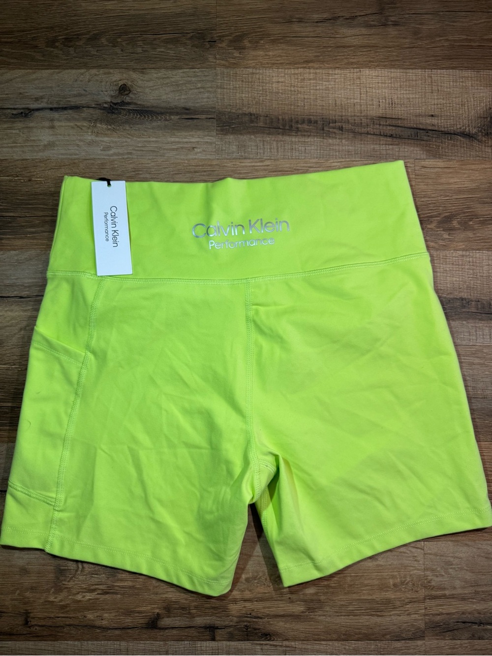 Calvin Klein Neon Lime High-Rise Bike Shorts